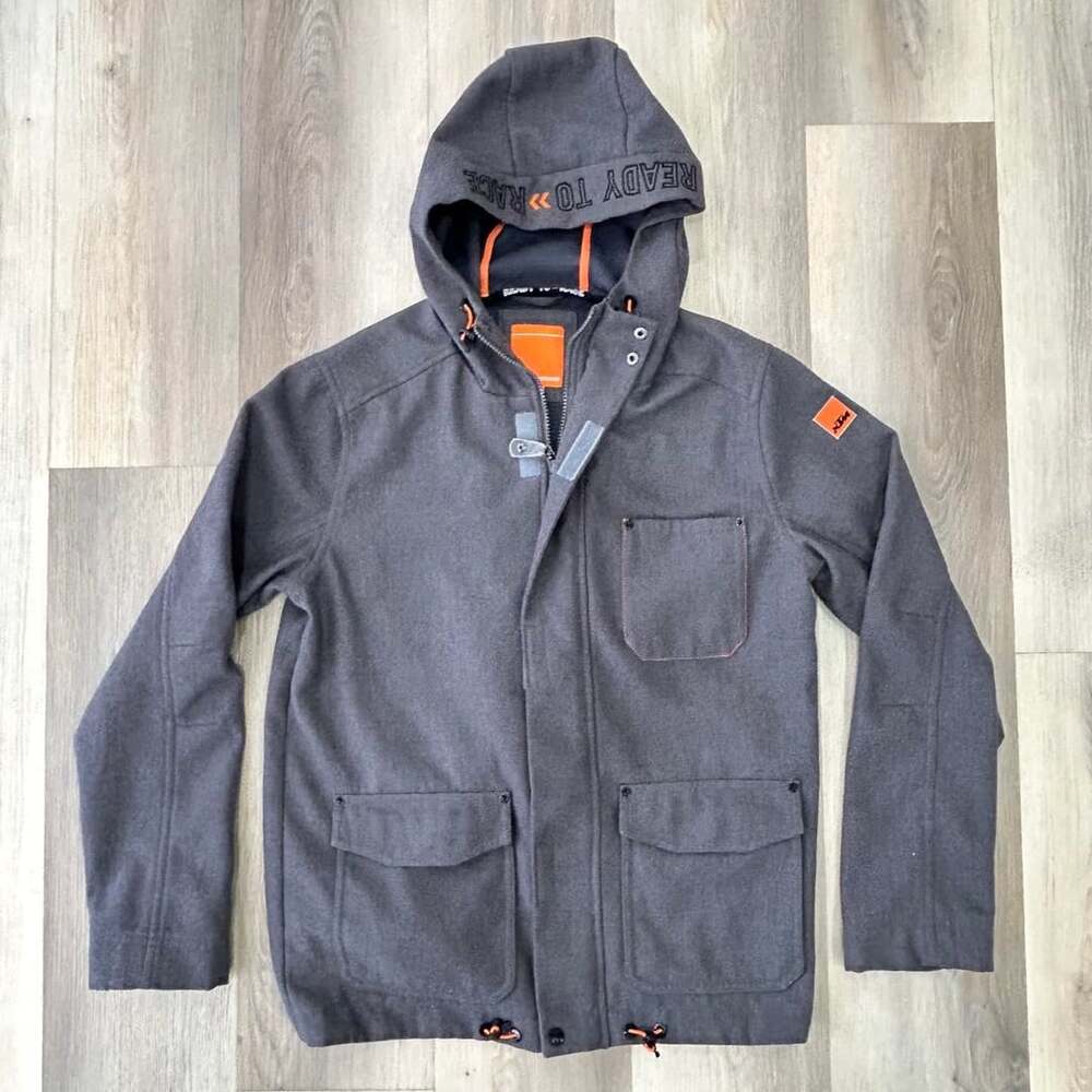 KTM Powerwear Jacket Size M Gray Hooded Utility Motorcycle Racing